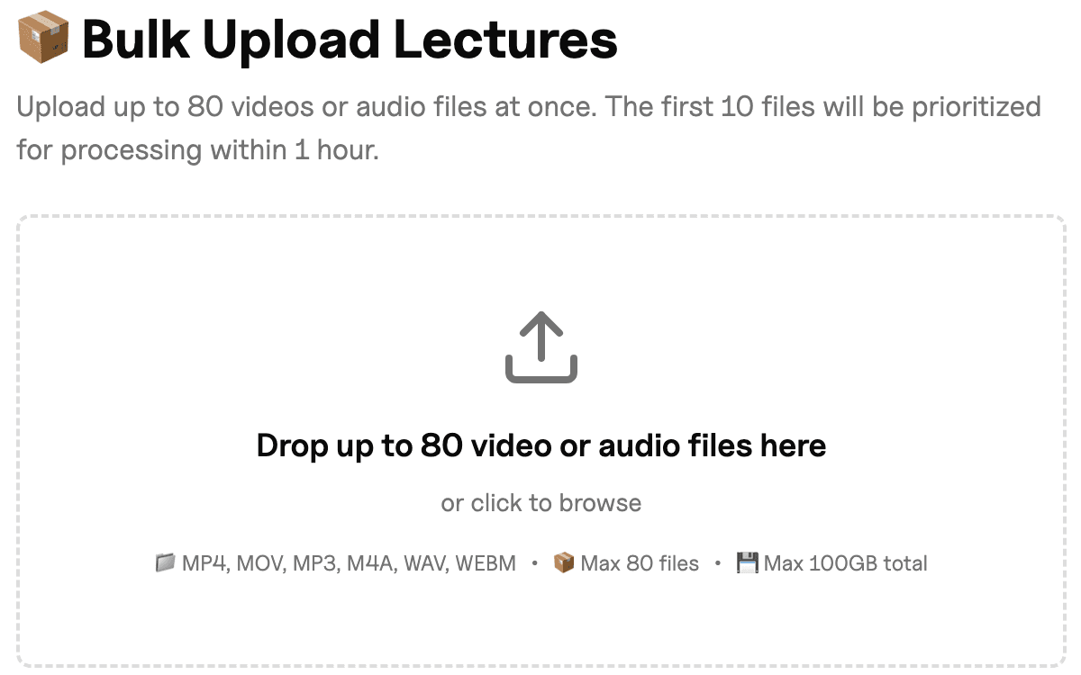 Upload a class lecture audio or video to ClassLecture.ai